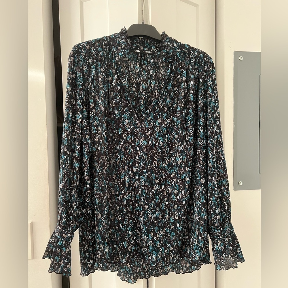 Zara Long Sleeve Blouse Flower Print Size S